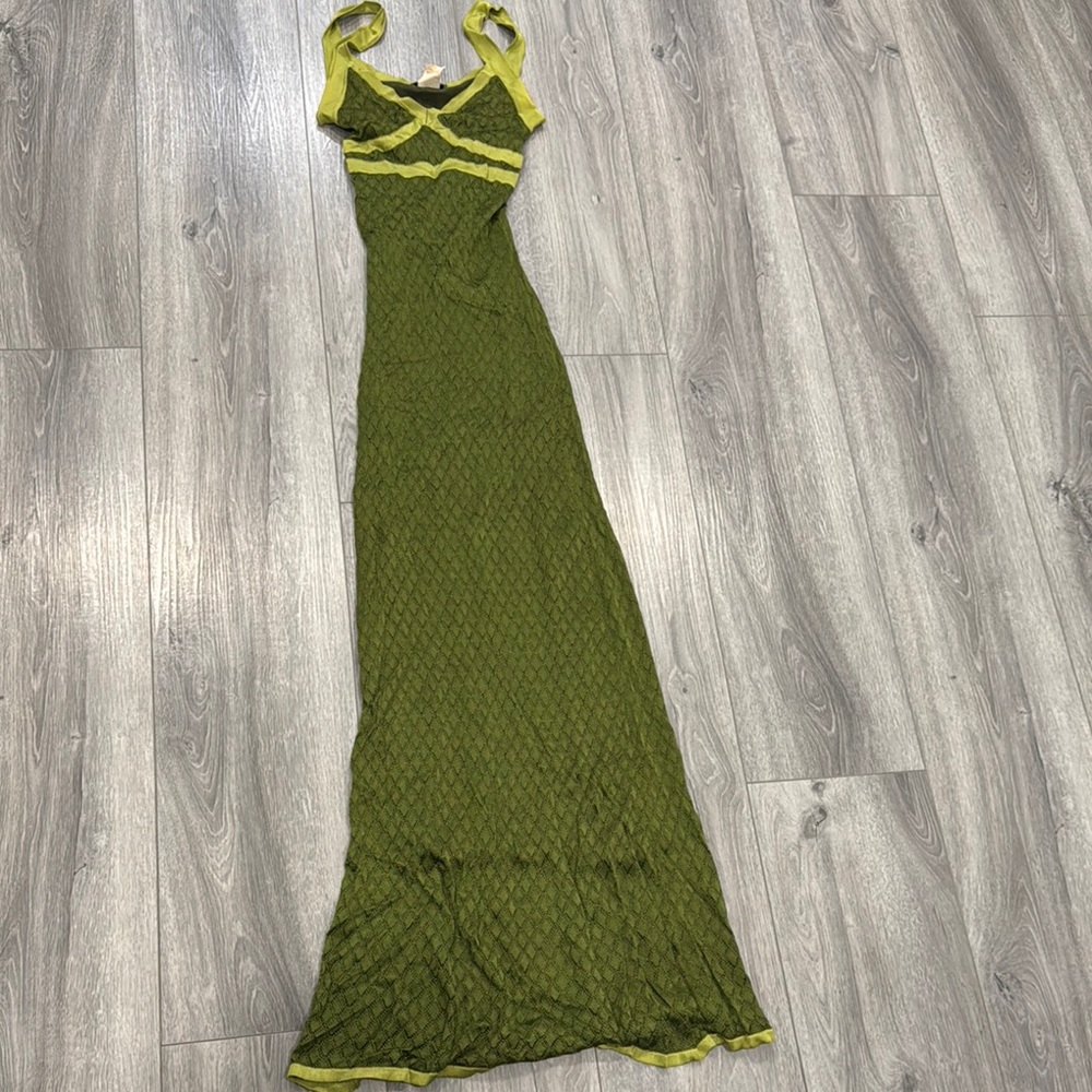 Green and Yellow Lace Maxi Dress